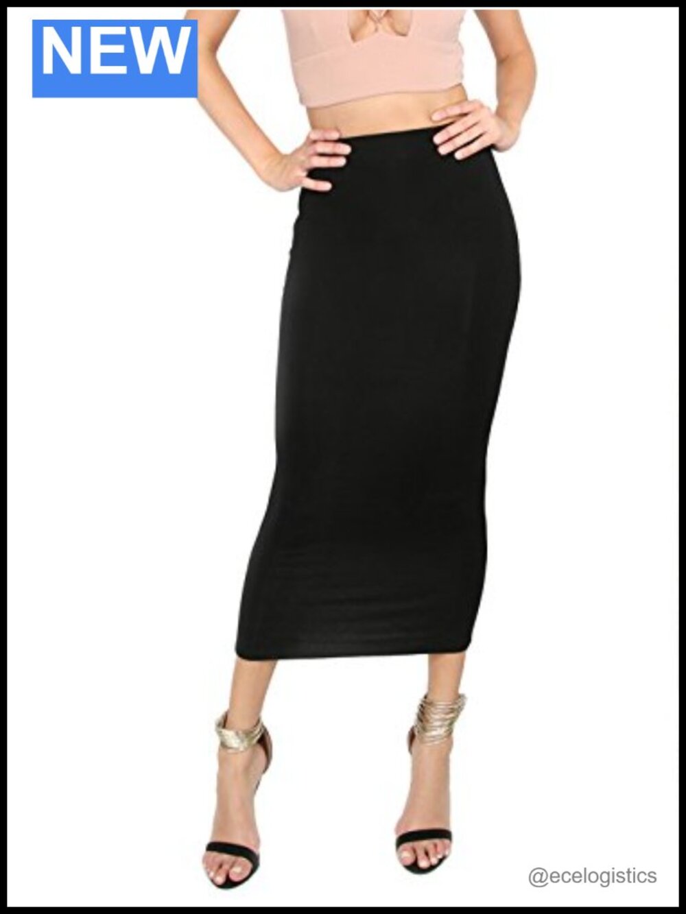 High Waist Midi Pencil Skirt for Office Business Casual Wear